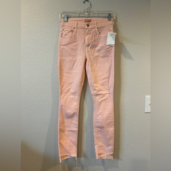 Mother Women’s Pink Lemonade The Looker Ankle Step Frey Pant - 25 - Picture 2 of 9